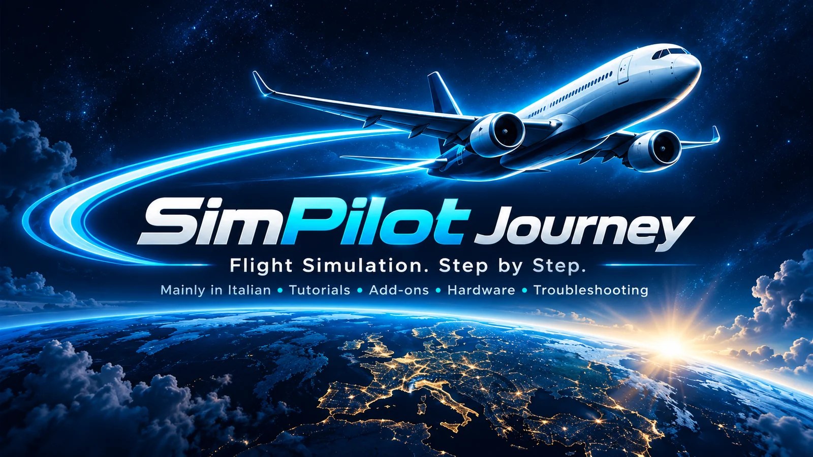 SimPilotJourney aircraft above Earth